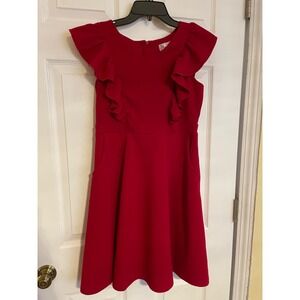 Red Nickie Lew Flutter Sleeve Ruffle girls size 16 Special Occasion